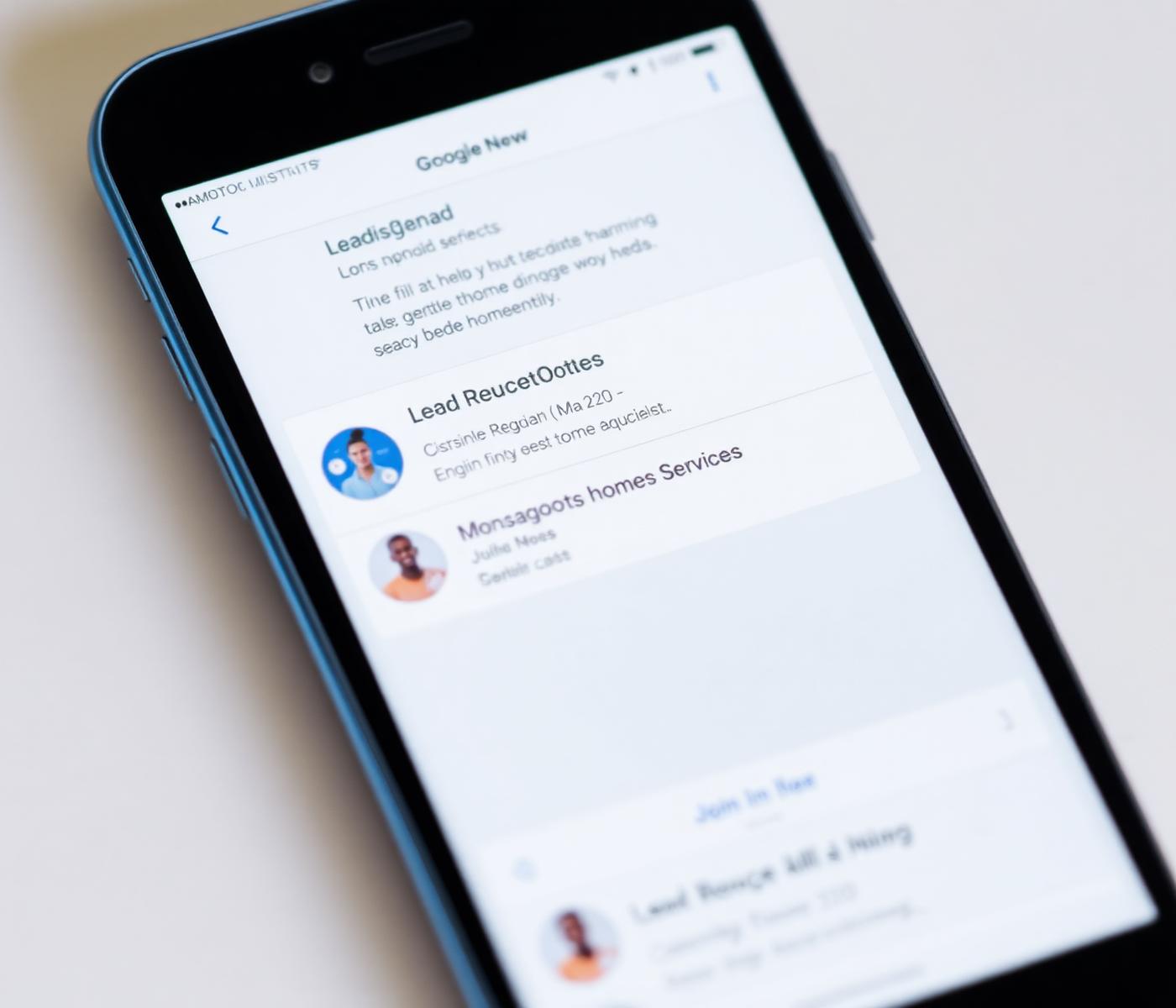 Smartphone receiving new customer enquiry notifications